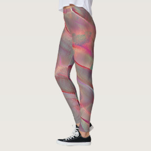 Digital rock in satin shade, living coral or peach leggings
