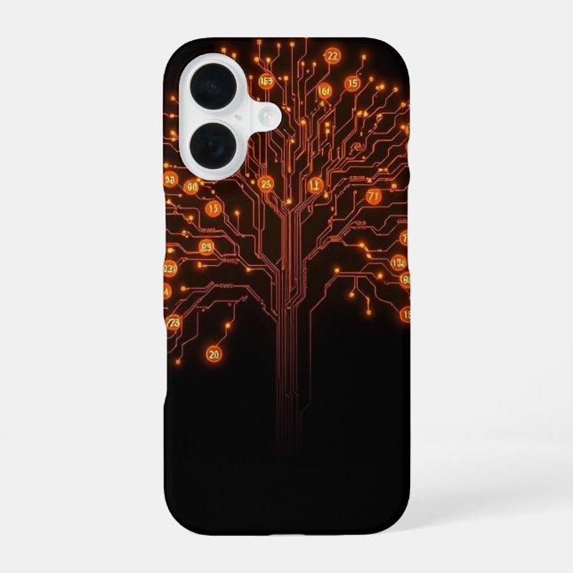 Digital Roots: The Luminous Circuitry Tree iPhone 16 Case (Back)