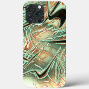 Digital rough wavy strokes on pale orange to green iPhone 13 pro max case