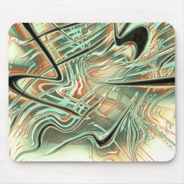 Digital rough wavy strokes on pale orange to green mouse mat (Front)