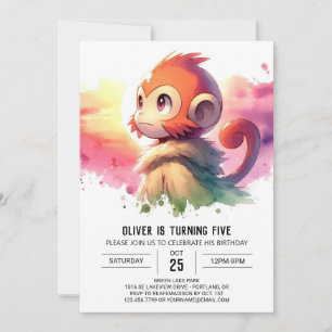 Digital Rustic Monkey Birthday Invitation