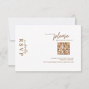 Digital Rustic Terracotta Floral QR Code Wedding  RSVP Card