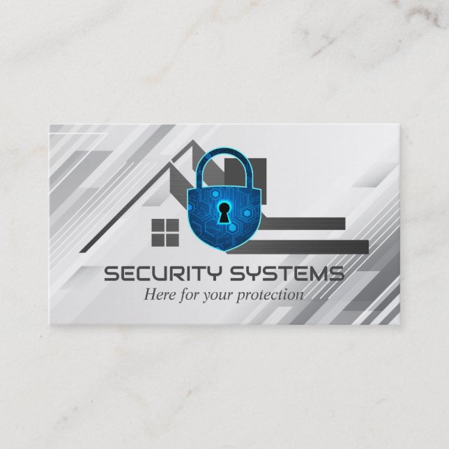 Digital Security Padlock | Home Logo Business Card (Front)