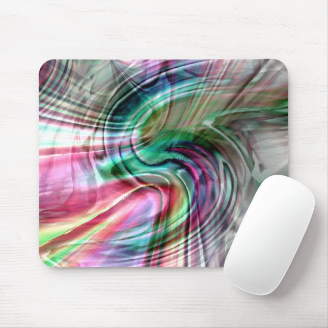 Digital shine colourful S-curve brush strokes over Mouse Mat (With Mouse)