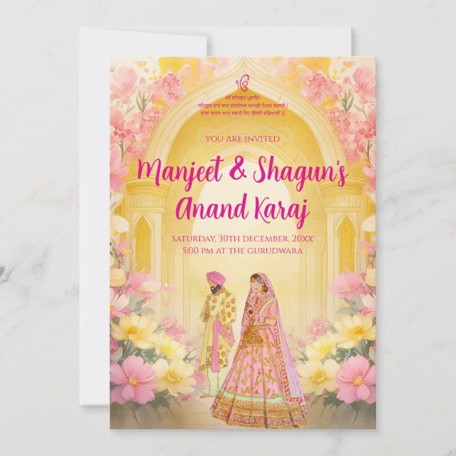 Digital Sikh Wedding cards & Anand Karaj cards (Front)