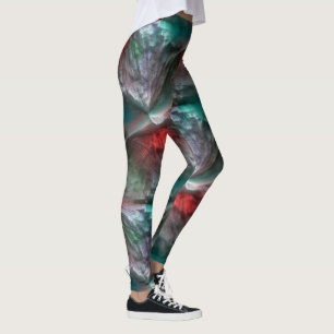Digital skerry in silvery green mint to vivid red leggings