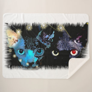 Digital Sphynx Cats Sherpa Blanket