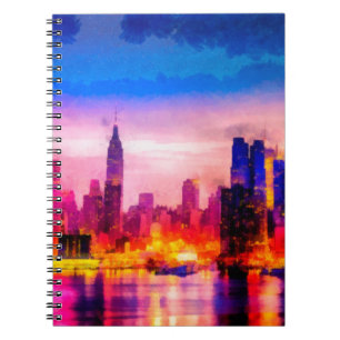 Digital structure of painting. Night cityscapecity Notebook