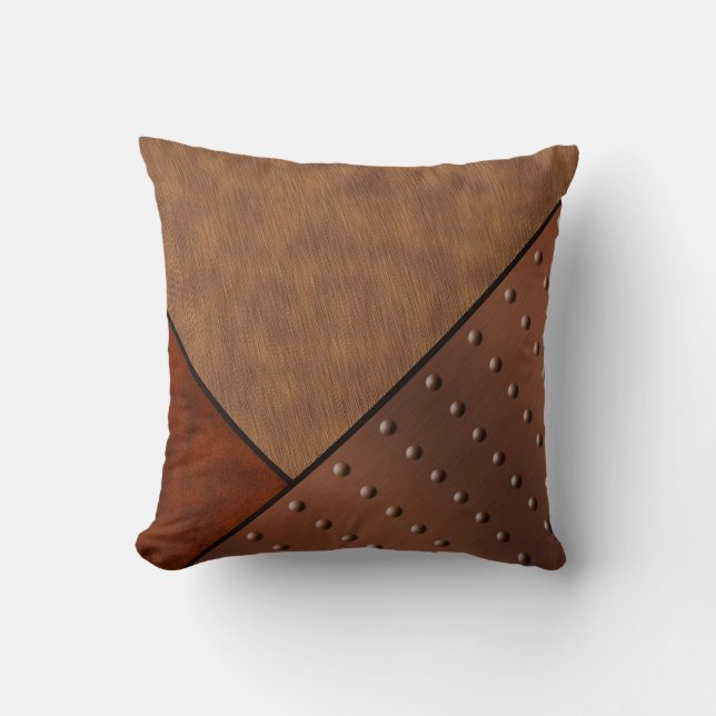 Digital Suede Cream Horse Hair Rivet Copper Cushion (Front)