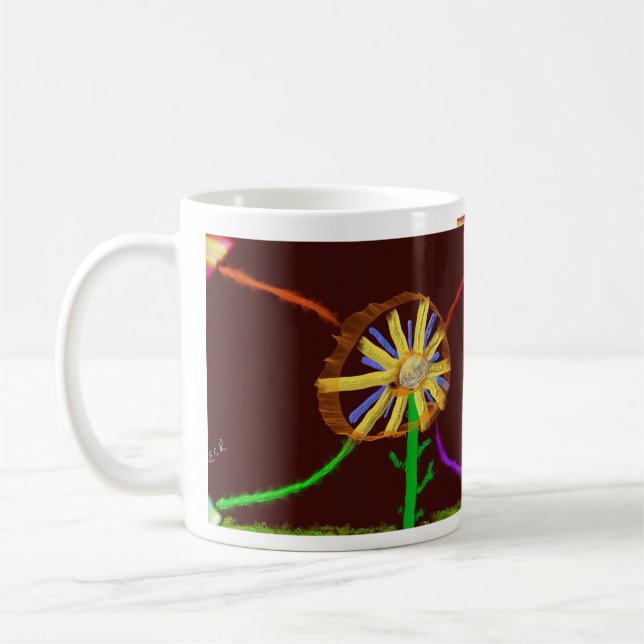 Digital Sunflower Impressionist Art Mug (Left)