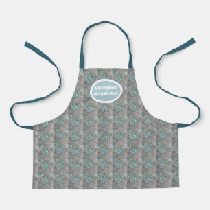 Digital Swirl Aqua and Dusty Pink Pattern Apron