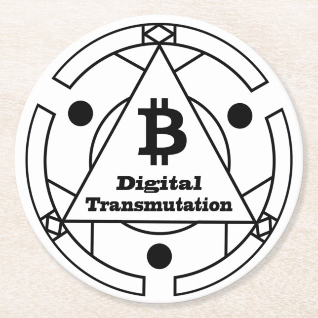 Digital Transmutation Alchemy Round Paper Coaster (Front)
