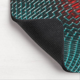 Digital twisted mesh of showy cyan wire over red t mouse mat