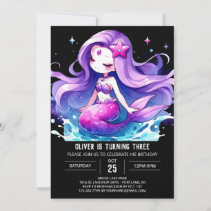 Digital Under the Sea Mermaid Birthday Invitation