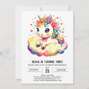 Digital Unicorn Birthday Delight Invitation