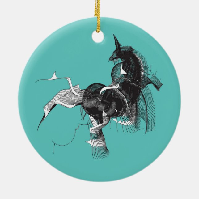 Digital Unicorn Ceramic Tree Decoration (Back)