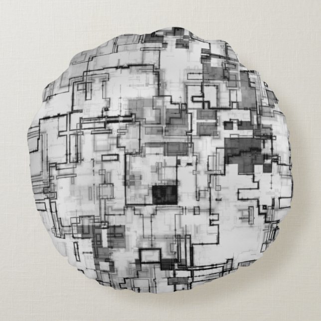 Digital Urban Circuit Design Round Cushion (Back)