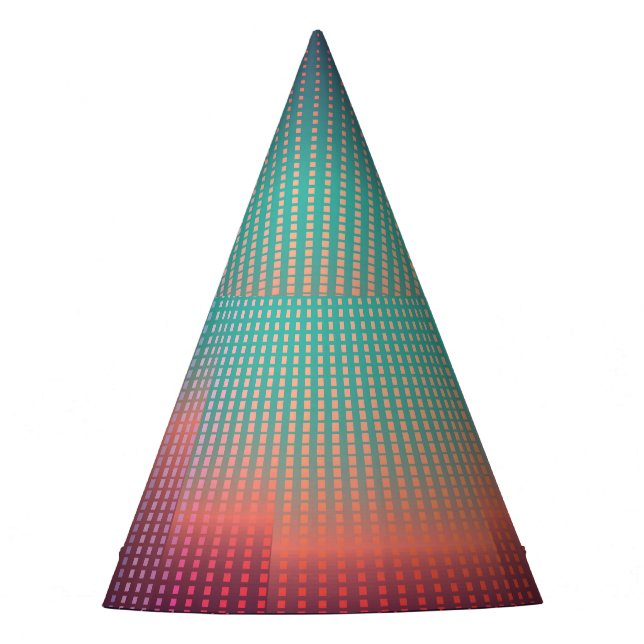 Digital urban landscape, colourful squares. party hat (Front)