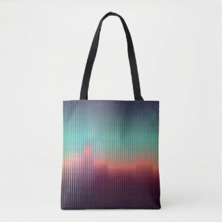 Digital urban landscape, colourful squares. tote bag