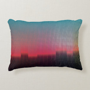 Digital Urban Squares: Futuristic Blur. Decorative Cushion