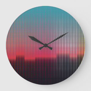 Digital Urban Squares: Futuristic Blur. Large Clock