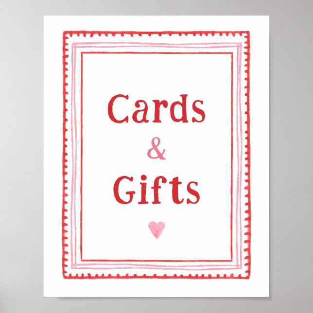 Digital Valentines Cards and Gifts Table Sign (Front)