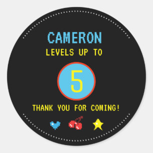 Digital Video Gamer Birthday Party Thank you Classic Round Sticker