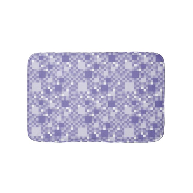 Digital Violet Pixelated Little Squares Bath Mat (Front)