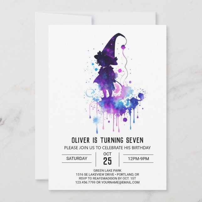 Digital Wand Wielder Birthday Invitation (Front)