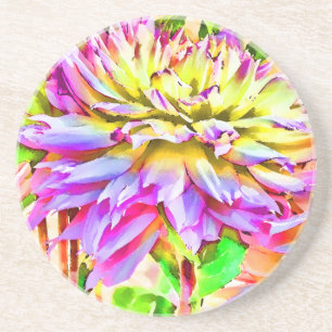 Digital Watercolor Dahlia Gift Coaster