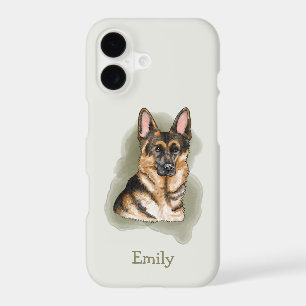 Digital Watercolor German Shepherd Art And Name