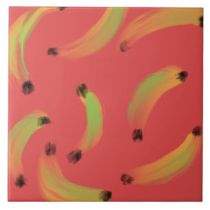 Digital Watercolor Gouache Bananas Tile