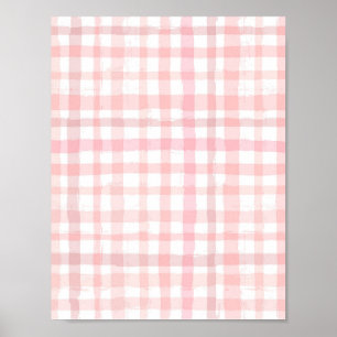 Digital Watercolor Pink Check Paper Poster