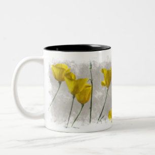Digital Watercolor Yellow California Poppies Two-T Two-Tone Coffee Mug