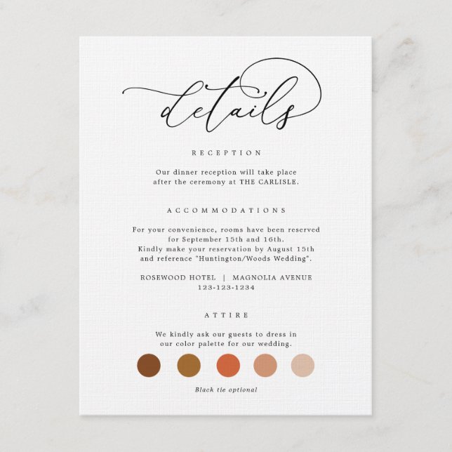 DIGITAL Wedding Attire Dress Code Cards (Front)