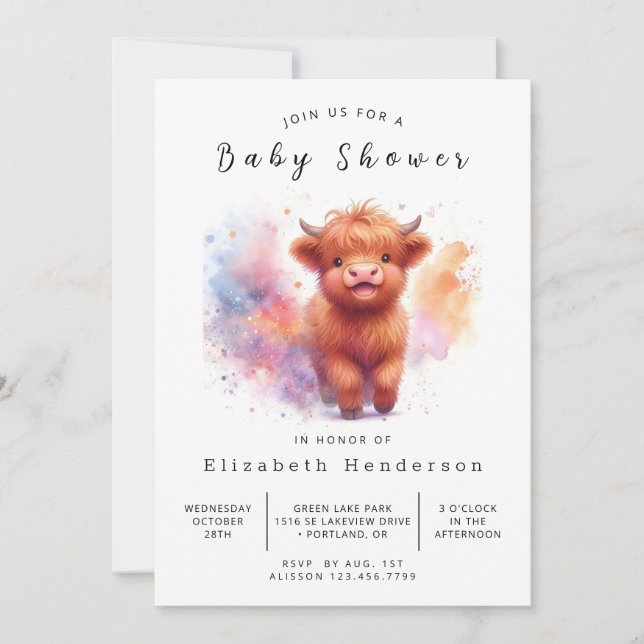 Digital Whimsical Fun Cow Baby Shower  Invitation (Front)