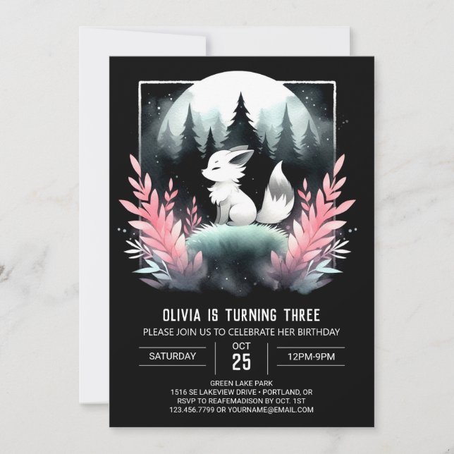 Digital Whimsy Wolf Birthday Invitation (Front)