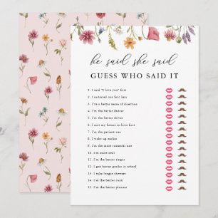 Digital Wildflower He Said She Said Bridal Shower Invitation