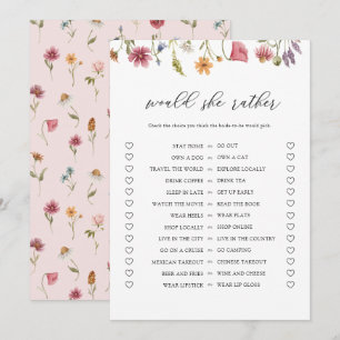 Digital Wildflower Would She Rather Bridal Shower Invitation