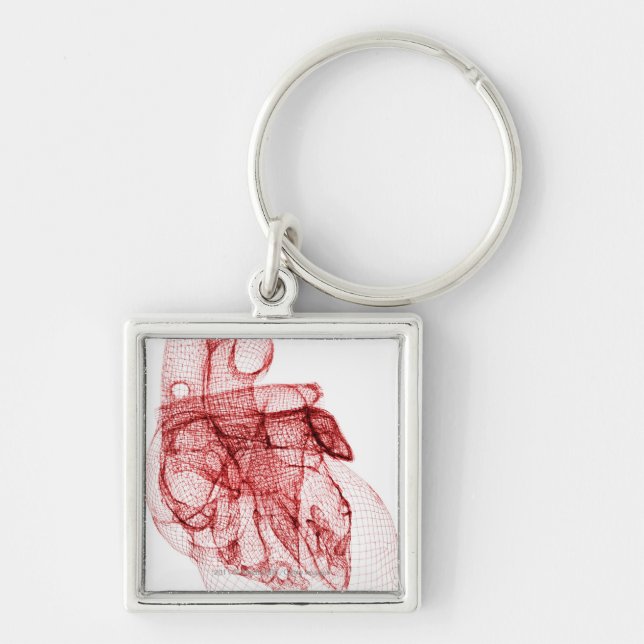 Digital wireframe of the human heart key ring (Front)