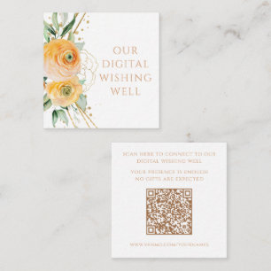 Digital Wishing Well QR Code Floral Wedding Enclosure Card