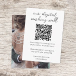 Digital Wishing Well QR Code Wedding Registry Encl Enclosure Card<br><div class="desc">Simple, stylish wedding digital wishing well photo enclosure card in a modern minimalist design style with an elegant natural script typography in classic black on a white background, with an informal handwriting style font. The design can easily be personalized with your title, payment details (Zelle, Venmo, Paypal), scannable QR code,...</div>