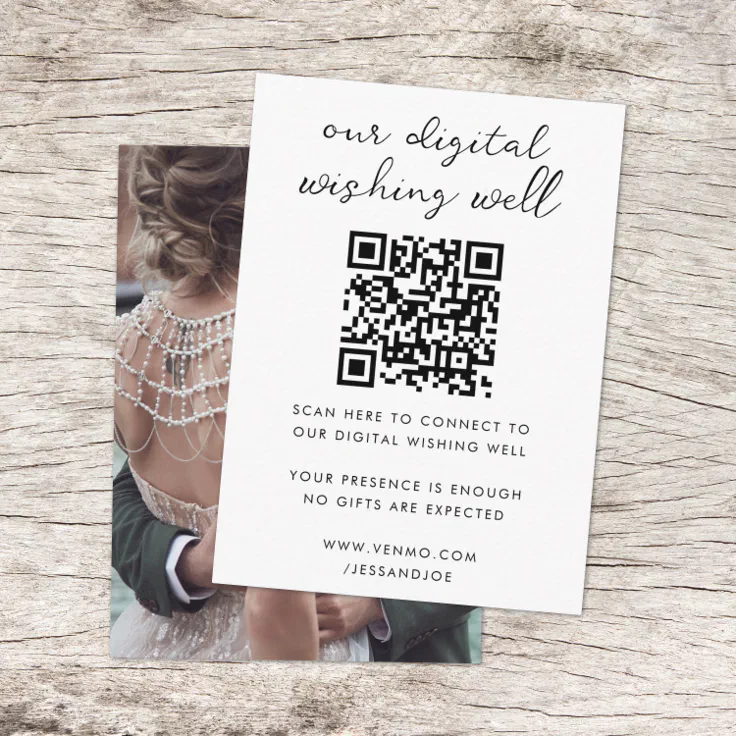 Digital Wishing Well Qr Code Wedding Registry Encl Enclosure Card 