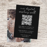 Digital Wishing Well QR Code Wedding Registry Enclosure Card<br><div class="desc">Simple, stylish wedding digital wishing well photo enclosure card in a modern minimalist design style with an elegant natural script typography in classic white on a black background, with an informal handwriting style font. The design can easily be personalized with your title, payment details (Zelle, Venmo, Paypal), scannable QR code,...</div>