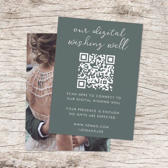 Digital Wishing Well QR Code Wedding Registry Enclosure Card (Creator Uploaded)