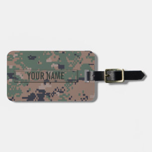 Digital Woodland Camouflage Customisable Luggage Tag