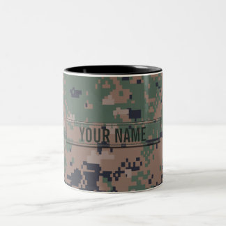 Digital Woodland Camouflage Customisable Two-Tone Coffee Mug