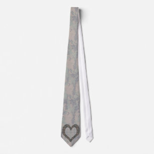 Digital Woodland Camouflage Heart on Camo Tie