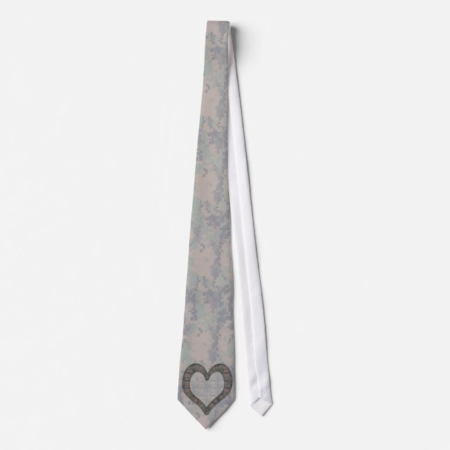 Digital Woodland Camouflage  Heart on Camo Tie (Front)