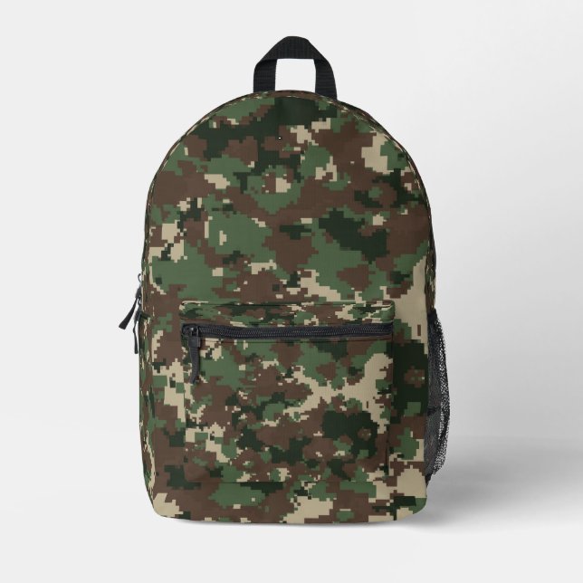 Digital Woodland Camouflage Pattern  Printed Backpack (Front)